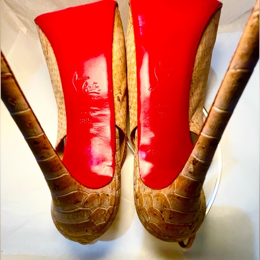 Christian Louboutin Private Number 120 python skin cork Anemone collection 38.5 - Picture 10 of 11